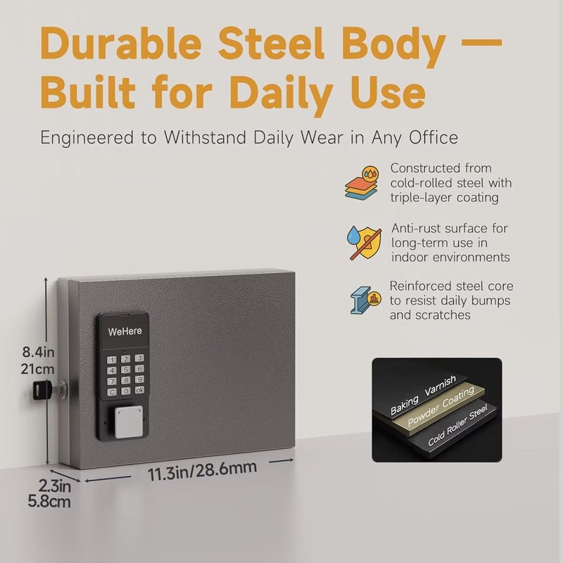 DiDiHere 16 Key Lock Box Wall Mount, Smart Key Cabinet, use One Time Password,Fixed Code, Bluetooth, Wi-Fi Remote, Key Unlock, Security Lockbox Organizer for Valets, Hotel, Car, Office Key Management & Storage - Image 2